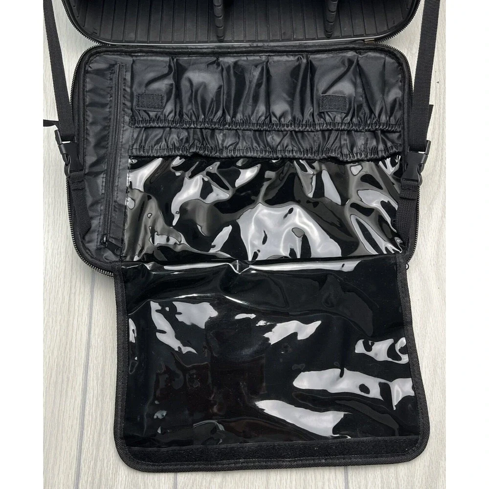 XL Makeup Jewelry Case Ivory Black Adjustable Compartments Travel Train Box